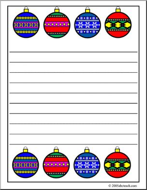 Writing Paper: Christmas – Ornaments (color)