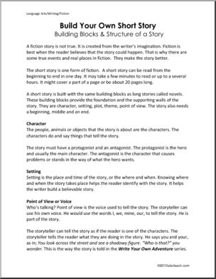 Fiction Writing; Build Your Own Short Story (elem) Comprehension