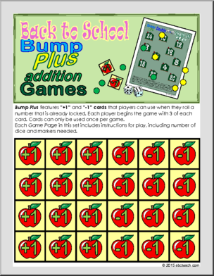 Math Game: Bump Plus: Addition Set- Back to School