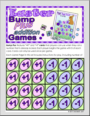 Math Game: Bump Plus: Addition Set – Easter