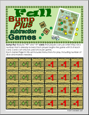 Math Games: Bump Plus: Subtraction Set – Fall Theme
