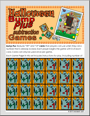 Math Game: Bump Plus: Subtraction Set – Halloween
