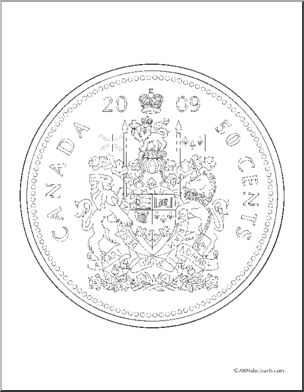 Money – Canadian Half Dollar Coloring Page
