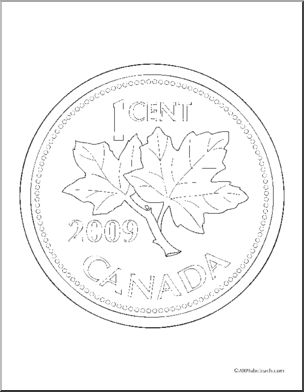 Money – Canadian Penny Coloring Page