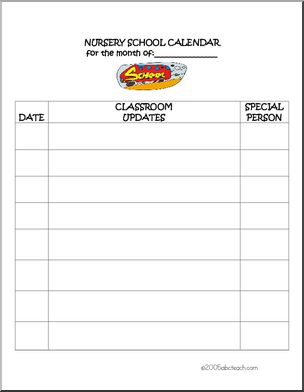 Calendar: Classroom Updates (nursery)