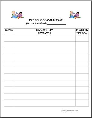 Calendar: Classroom Updates (pre-school)