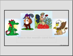 Calendar: Patterned Fairy-Tale Characters Theme (Header)
