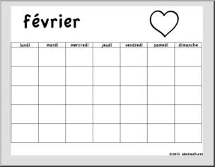 French: Calendar: Calendrier modÃ‹le-12 mois