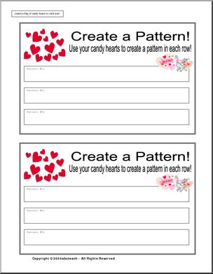 Candy Heart Patterns (elem) Worksheet