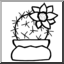 Clip Art: Cartoon Cactus, Barrel (b/w)