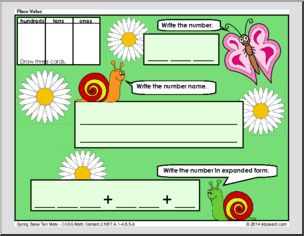 Numbers and Operations in Base Ten – Spring Theme (grade 2) Math Mats