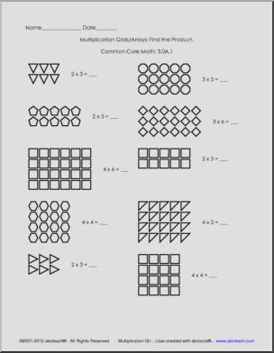 Multiplication: Grids and Arrays – Grade 3 (version 3)