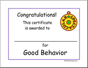Certificate: Good Behavior Spectacular