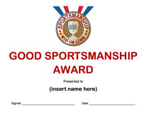 Certificate: Good Sportsmanship (type-in) (color)