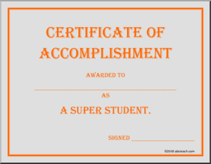 Certificate of Accomplishment: Super Student