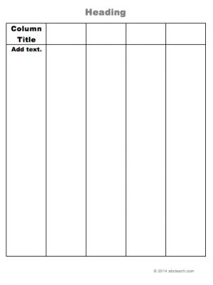 Graphic Organizer: 5 Column Chart (type-in)