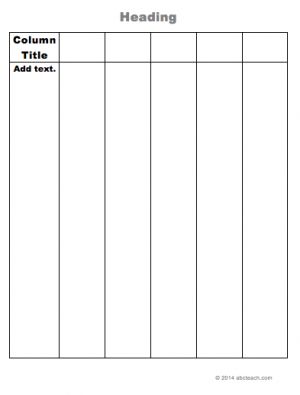 Graphic Organizer: 6 Column Chart (type in)