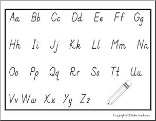 Chart: Manuscript Alphabet Aa – Zz (DN-Style Font)