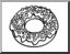 Clip Art: Doughnut: Chocolate w/ Nuts (coloring page)