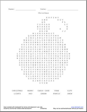 Word Search: Christmas (primary)