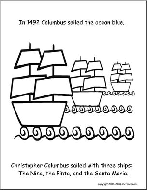 christopher columbus three ships coloring pages