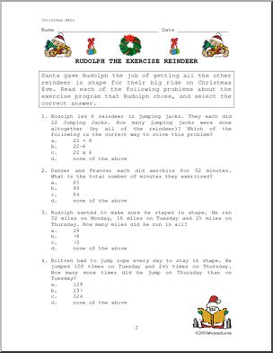 Word Problems: Christmas (elementary)