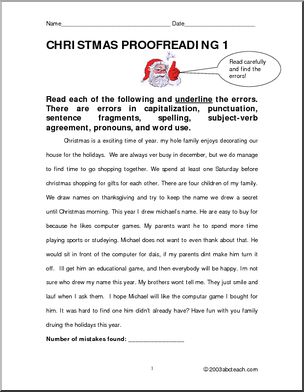 Christmas Theme (upper elementary) Proofreading