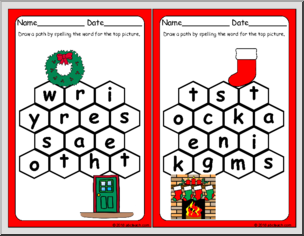 Christmas-Themed Spelling Paths