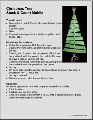 Christmas: Tree Stack and Count Mobile