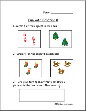 Worksheet: Christmas Fractions (primary)