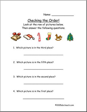 Worksheet: Ordinals – Christmas theme (primary)