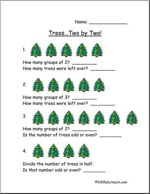 Worksheet: Christmas – Two by Two Trees (elementary)