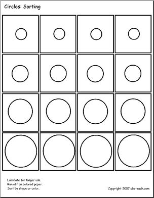 Sorting: circles (b&w) – Abcteach