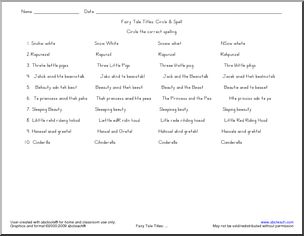 Fairy Tale Titles Circle and Spell