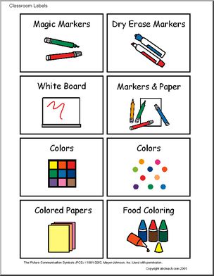 Labels: Illustrated Classroom Items (set 11)