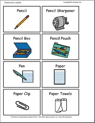 Labels: Illustrated Classroom Items (set  2)