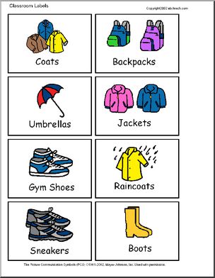 Labels: Illustrated Classroom Items (set  9)