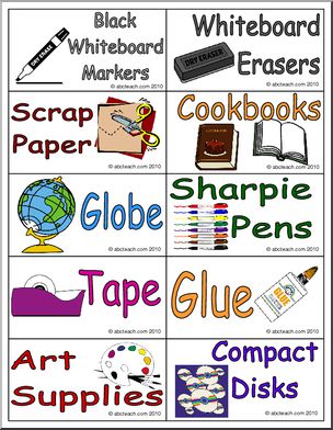 Labels: Illustrated Classroom Items (Set # 14) (color)