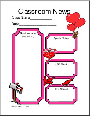 Classroom Newsletter: Valentine theme (color)