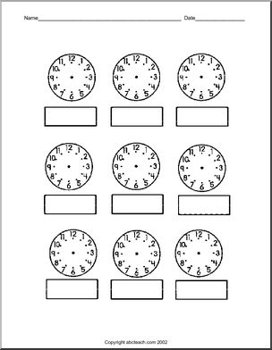 Telling Time (blank) Clip Art
