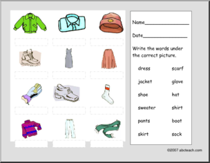 worksheet clothing vocabulary color esl abcteach