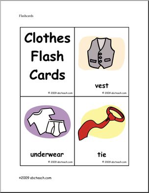 Flashcards: Clothes (color) set 1