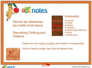 Interactive: Notebook: French: VÃtements, motifs, tissus