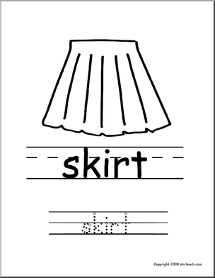 Coloring Page: Write and Color “Skirt” (ESL)