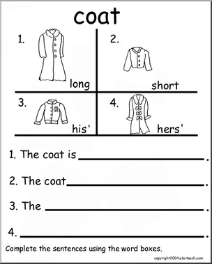 Beginning Writing Practice, Set 5a – (coat)