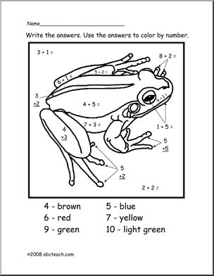 Addition Color by Number – Adding to Ten Frog Theme