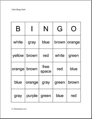 Bingo Cards: Colors (elementary) – b/w