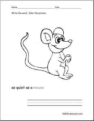 Color and Write: Color the Mouse, Write the Word (ESL)