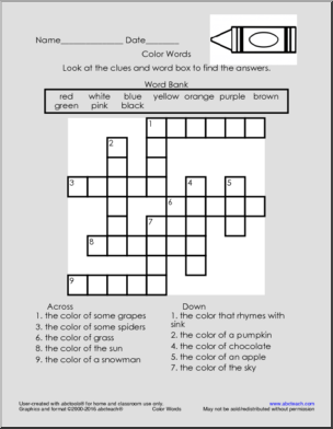 Crossword Puzzle: Colors