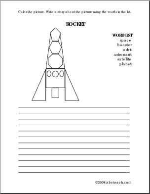 Color and Write Prompt: Rocket (elem)